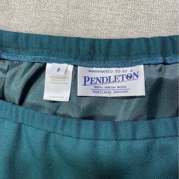 Pendleton Virgin Wool Long Pencil Skirt Forest Green Plaid Trim - Picture 5 of 7